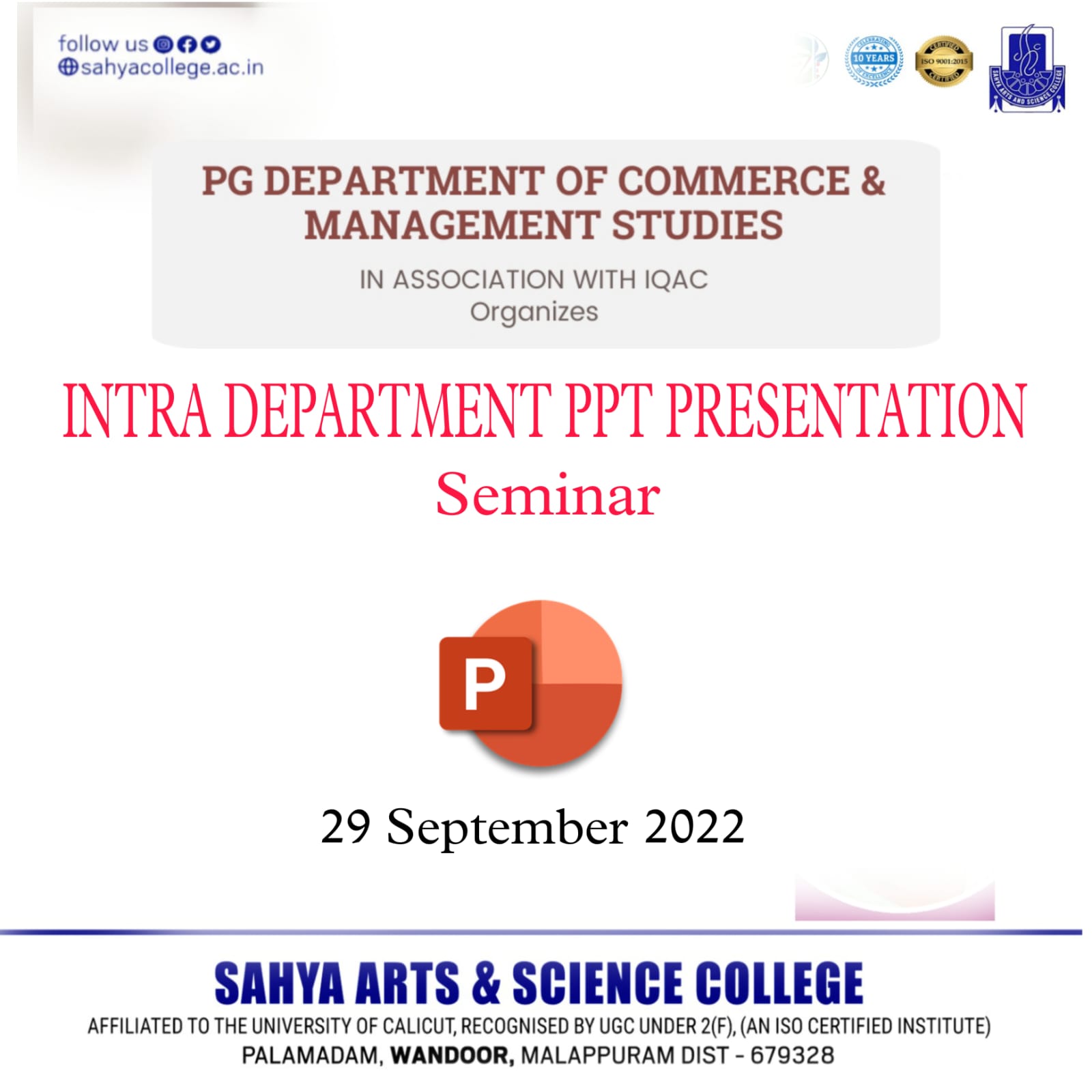 Intra Department PPT Presentation Seminar