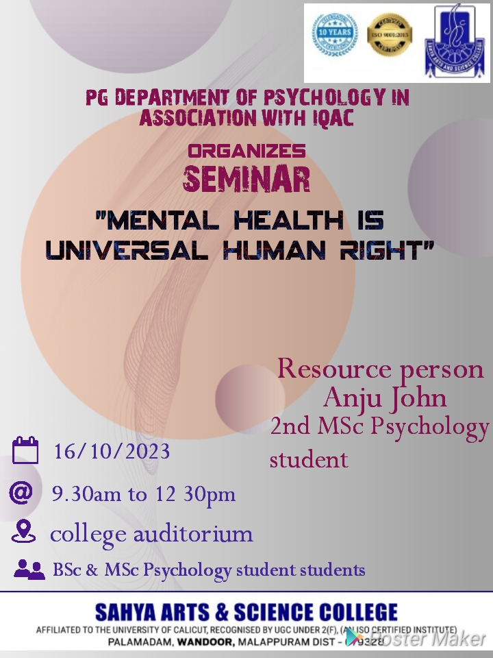 Seminar - " Mental Health Is Universal Human Right "