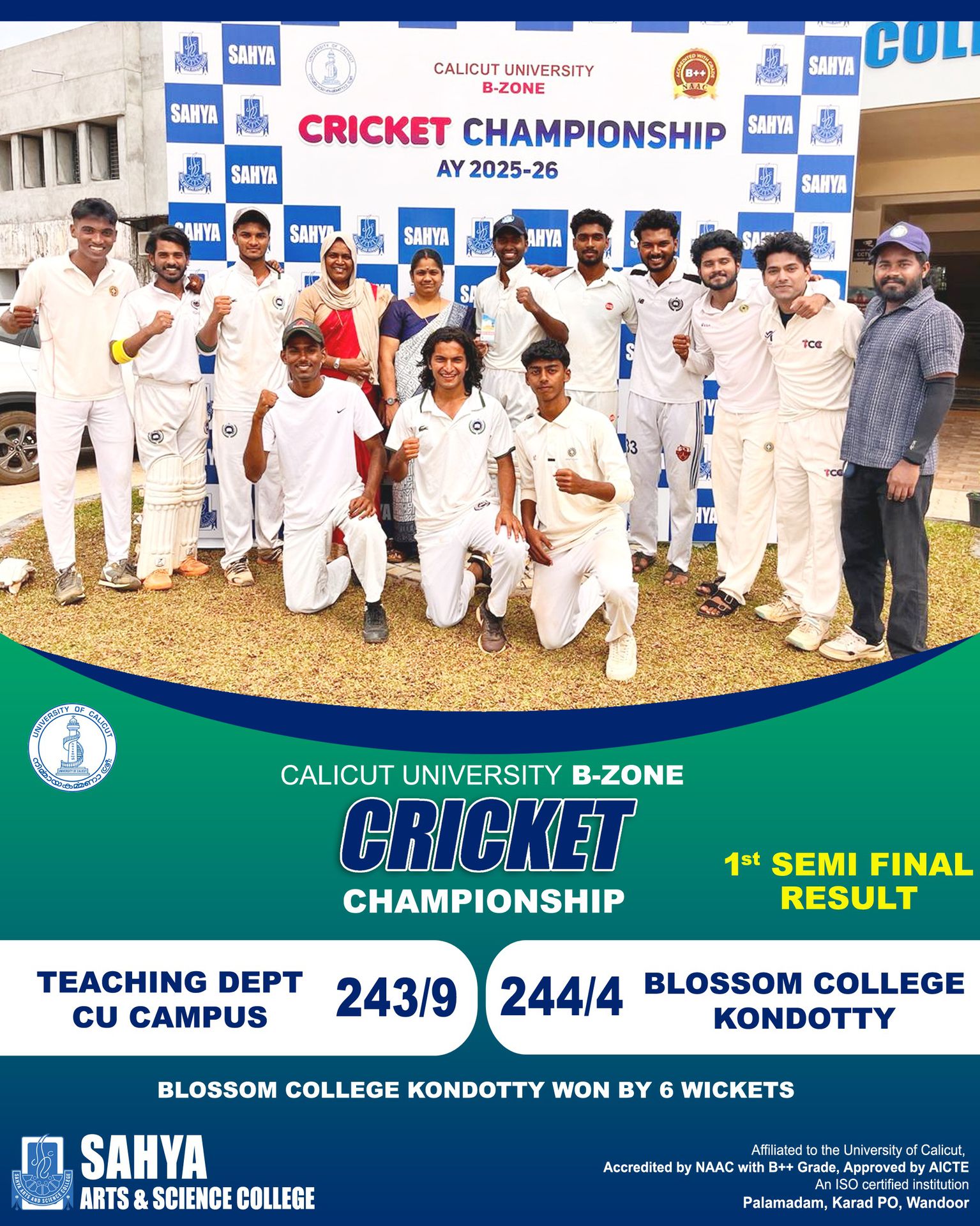 Match Result: Semi Final -B-Zone Cricket