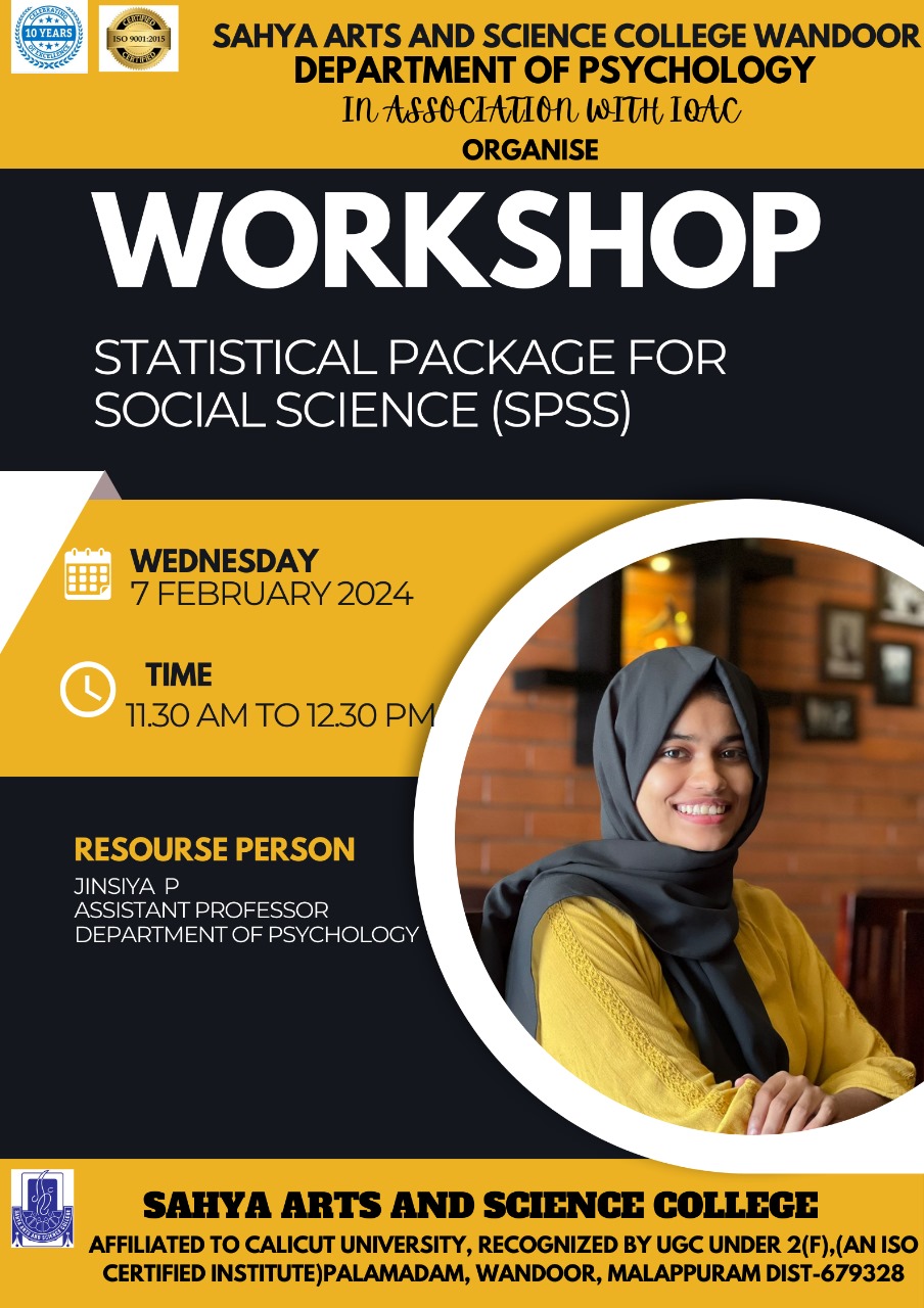 Workshop on Statistical Package for Social Science (SPSS)