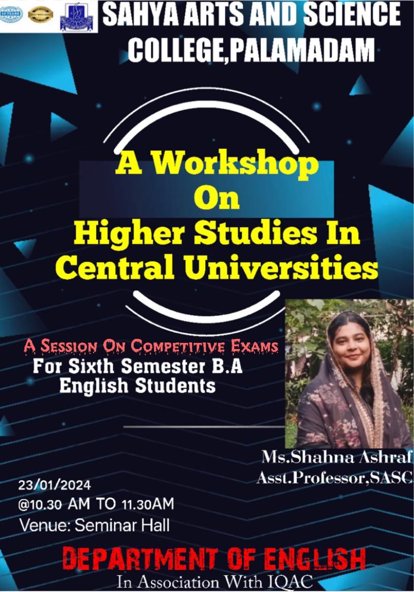 A Workshop on Higher Studies in Central Universities