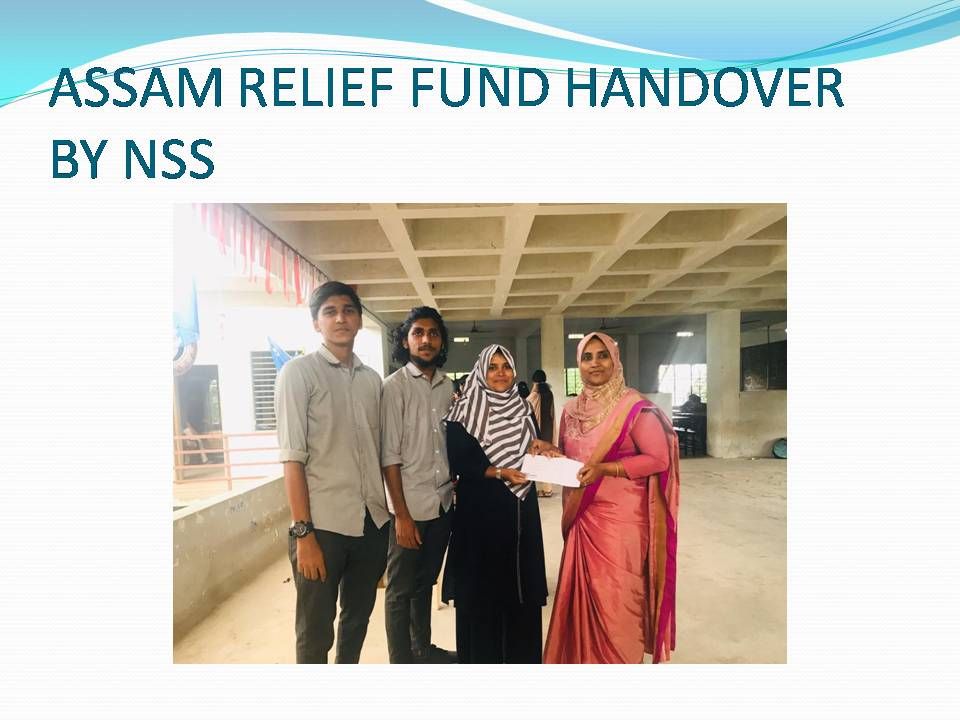 ASSAM RELIEF FUND HANDOVER BY NSS