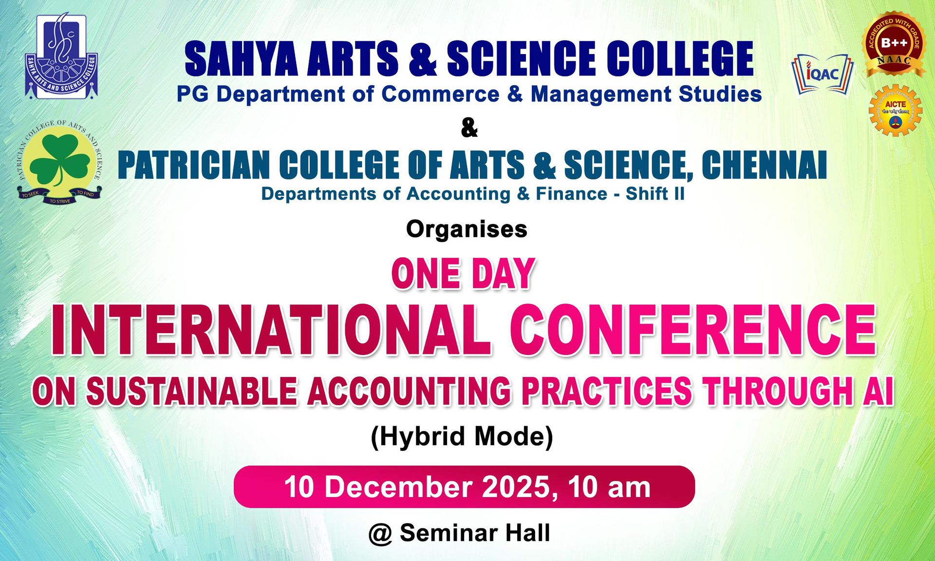 One Day International Conference  on Sustainable Accounting Practices through AI (ICSAPAI’25)