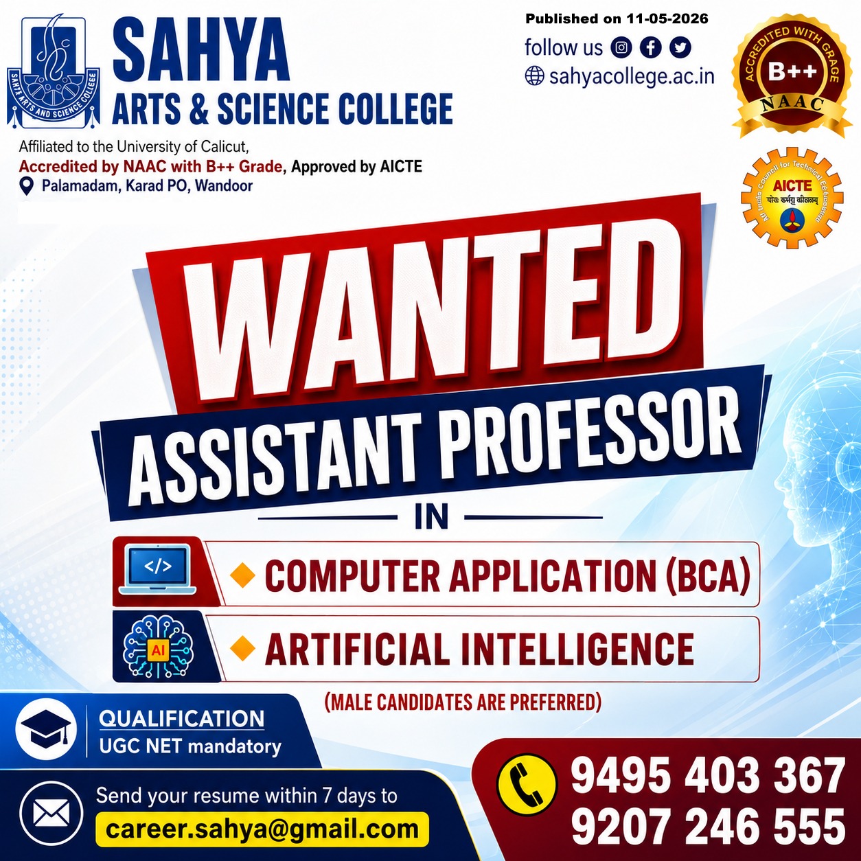 WANTED ASSISTANT PROFESSORS