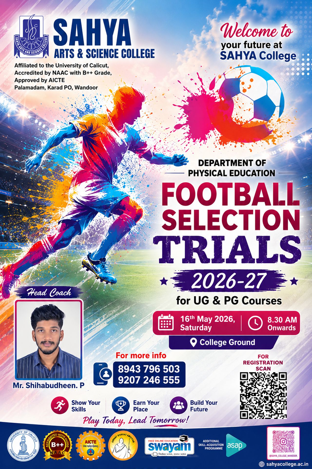 FOOTBALL SELECTION TRIALS 2026-27 ADMISSION